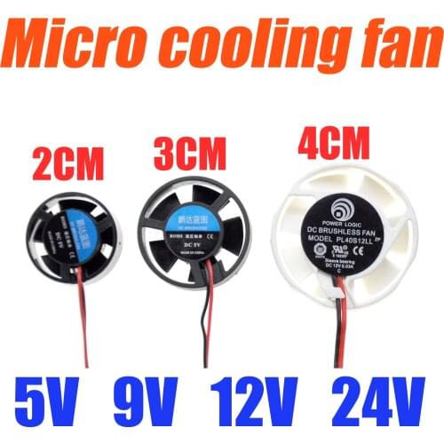 2CM 3CM 4CM 25x10mm 30x10mm 40x10mm 5V 9V 12V 24V Round Mini Micro Cooling Fan For LED Lamps Computer Radiator
