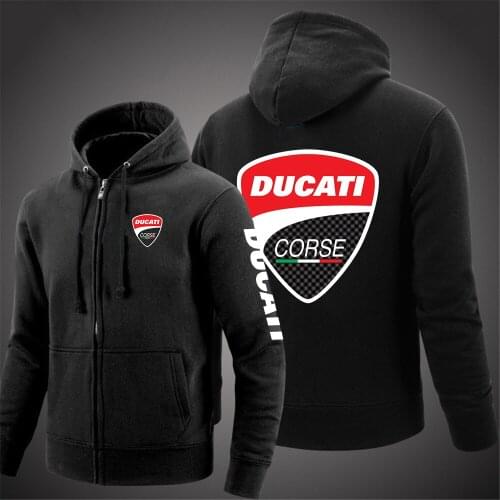 2021 New Men DUCATI Print Hoodies Comfortable Pullover Fleece Cotton Sweatshirts Casual Fashion Hooded Coats
