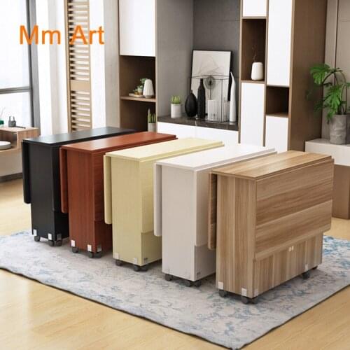 New Creative Solid Wood Folding Movable Dining Table Living Room Kitchen Stuff Storage Home Furniture Free Shipping
