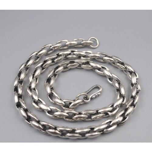 Pure 925 Sterling Silver Necklace Width 7mm Square Oval Link Chain Necklace 52cm / 68-69g For Man Gift