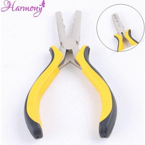 1pcs Only Professional Stainless Steel Hair Pliers Black&Yellow Handle Different Size Hair Pliers for Micro Ring Hair Exten