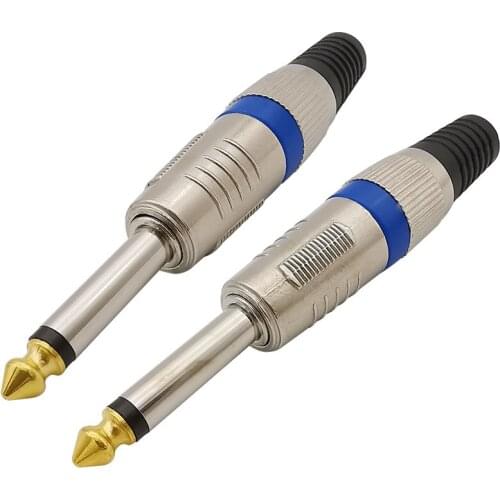 1/2/5Pcs 6.35mm 1/4" Mono Male Plug Soldering Audio Connector 6.35mm Jack Plug Mic Amplifier Nickel Plated