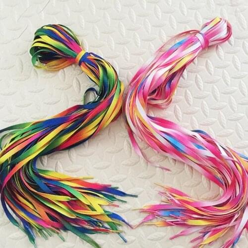 2 Pair Colorful Laces Rainbow Gradient Print Flat Canvas Shoe Lace Shoes Casual Chromatic Colour Shoelaces 80CM/100CM/120CM BC-1