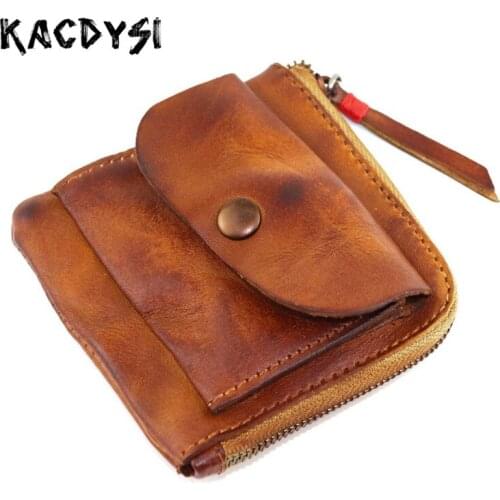 Manual Hand Colored Unisex Men Coin Purse Cow Leather Vintage Small Girl Money Pocket Latest Coin Pouch Mini Wallets Card Holder
