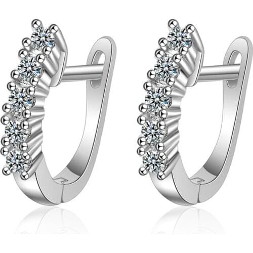 Bright Zircon Earrings Female Hoop Accessories Female Fashion 925 Sterling Silver Earring Girl Student Jewelry Trendy Earrings