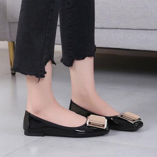 Flat Single Shoes Women Flat 2021 New Wild Fairy Square Head Shallow Mouth Peas Shoes Women Autumn Ladies