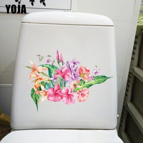 YOJA 25.8CM×17.9CM Painted Morning Glory Fashion WC Accessories Toilet Decoration Home Wall Stickers T1-2595
