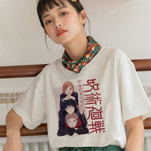 New Fashion Cartoon Jujutsu Kaisen Anime Print Tshirt Women Itadori Yuji Graphic O-Neck Short Sleeve Female Clothes Dropship
