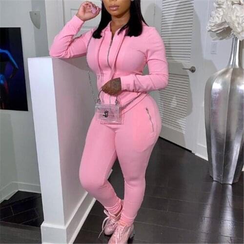 FUFUCAILLM 2 Pcs Womens Set Long Sleeve Drawstring Hooded Sweatshirt + Zipper Pocket Trousers Casual Sports Solid Color Outfits