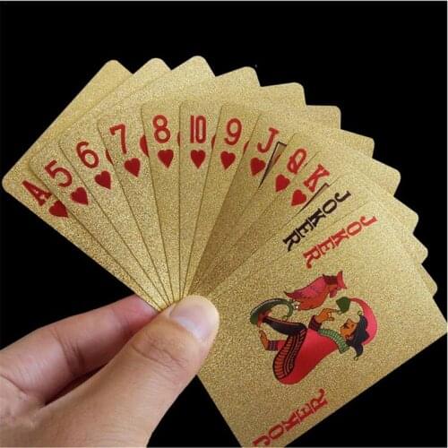 Golden Playing Cards Deck Of Gold Foil Pokers Set Magic Cards 24K Gold Plastic Foil Pokers Durable Waterproof Cards
