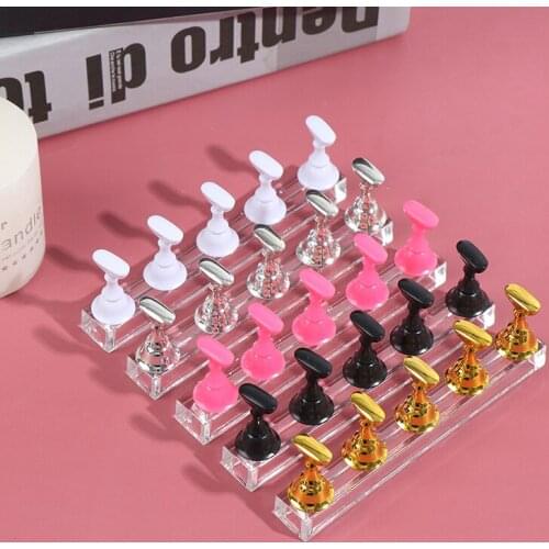 1 Set False Nail Tips Practice Trainning Display Stand Holder Base Alloy Crystal Nail Art Polish Display Manicure Tools