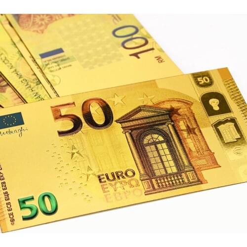 10pcs EUR Gold Banknotes Gold Foil Money 24K Gold Fake Paper Money for Collection Souvenir 5 10 20 50 Euro Banknote Sets Sample