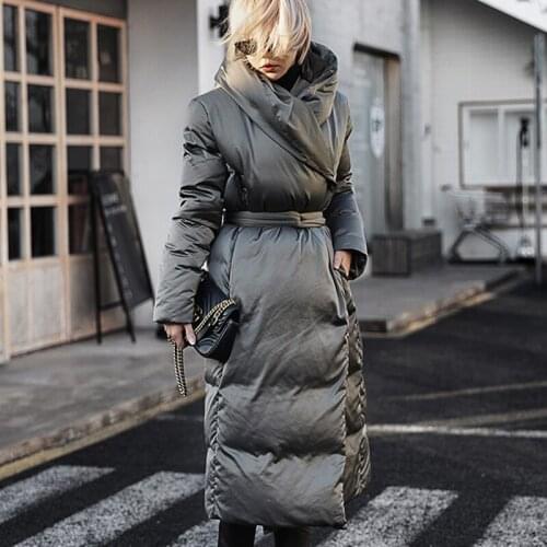 2021 New Warm Long Down Thick Parka Womens Winter Female Jacket Long-sleeved Loose Coat Waterproof&Windproof with Hooded