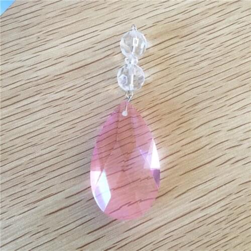 30pcs/lot , PINK color, 38mm facted pear shape/angle tear drop, crystal curtain pendant for DIY curtain , FREE SHIPPING