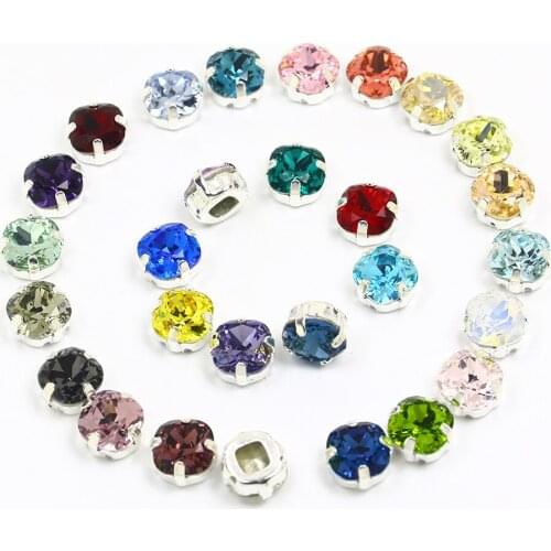 8*8mm fat square Crystal Sew On Rhinestone applique FlatBack with Claw sewing Rhinestones bag glass For needlework Clothes shoes