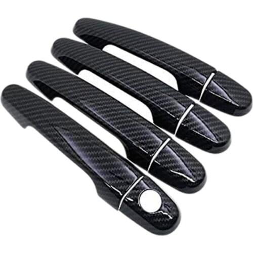4pcs Carbon Fiber Door Handle Trim for Vios Yaris Vitz Xp150 2014-20