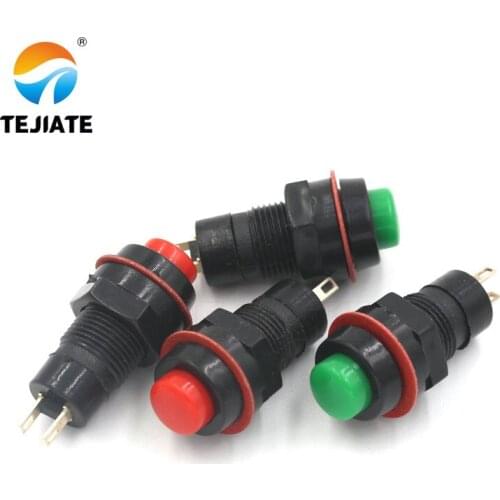 5 pcs/lot DS-211/213 10mm Self-locking 250V 1A Push Button Switch Round Switch Bouton Poussoir Metal Lockless Reset Interrupteur