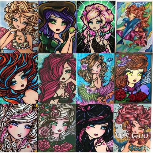 Diamond Embroidery Cartoon Girl Fairy Mermaid Vampire Diamond Painting Cross Stitch Full Drill Square Home Decor Gift Handmade