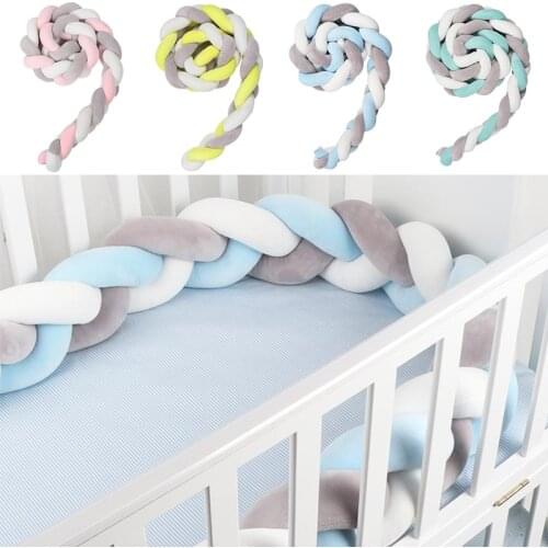 1M/2M Handmade Newborn Baby Bed Bumper Pure Weaving Plush Knot Crib Bumper Kids Bed Baby Cot Protector Toddler Infant Room Decor
