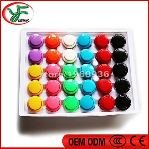 Free shipping 100pcs/lot Factory Price Hight Quality 30mm Arcade Push Buttons for Amusement Cabinet Games Machines Accessory