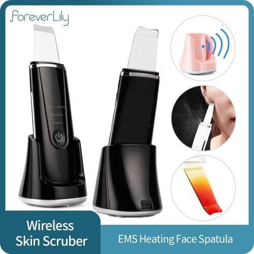EMS Ultrasonic Micro Face Cleaning Skin Scrubber Facial Blackhead Cleansing Peeling Machine Pore Cleaner Heating Probe Whitening