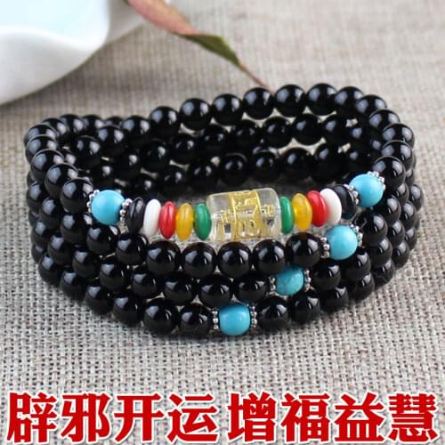 Black Onyx 108 Buddhist Beads Bracelet Male and Female Couple Six-Character Mantra
