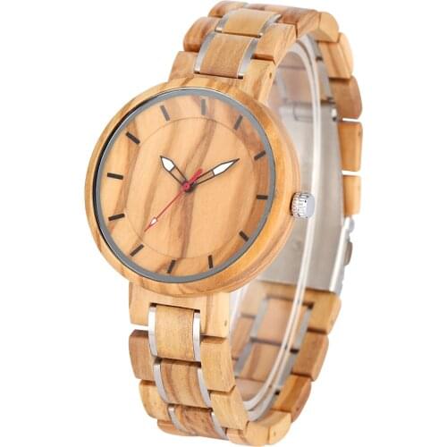Stainless Steel Band Women Wooden Watches for Men Luminous Pointers Concise Dial Fashionable Quartz Wood Wristwatc horloge dames