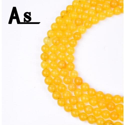 Asingeloo Natural Stone Agat Beads Round Yellow Natural Loose Stone BeadsDiy Bracelet Necklace Jewelry MakingStrand 15"