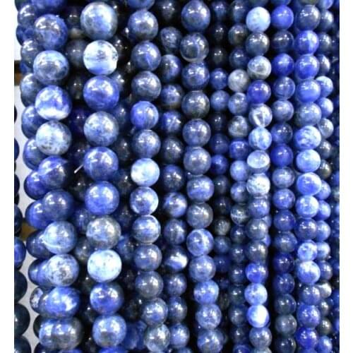White Dot Blue-vein Sodalite Natural Stone Beads For Jewelry Making Diy Material For Bracelet 4mm 6mm 8mm 10mm 12mm Strand