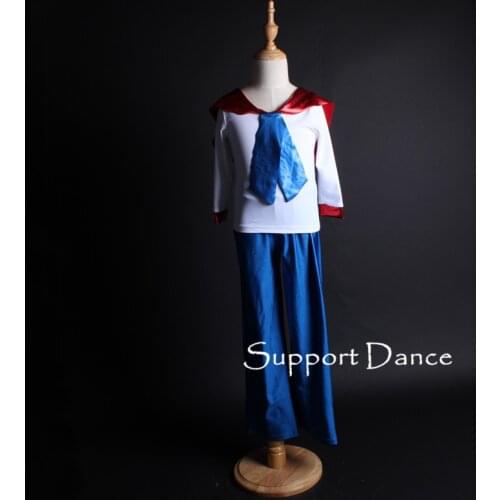 Kids 2-Piece Navy Style Latin Set Boys Metallic Contemporary Dance Costume C292