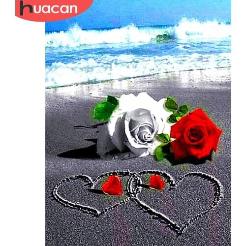 HUACAN 5D Diamond Painting Rose Flower Home Decoration Full Drill Square Rhinestone Picture Handcraft Kit Stricker Lover Gift