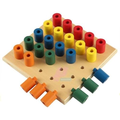 Montessori Sensory Instruction Kids Wood Building Blocks Simple Piston Toys Baby Intelligent Hand-eye Coordination Toys