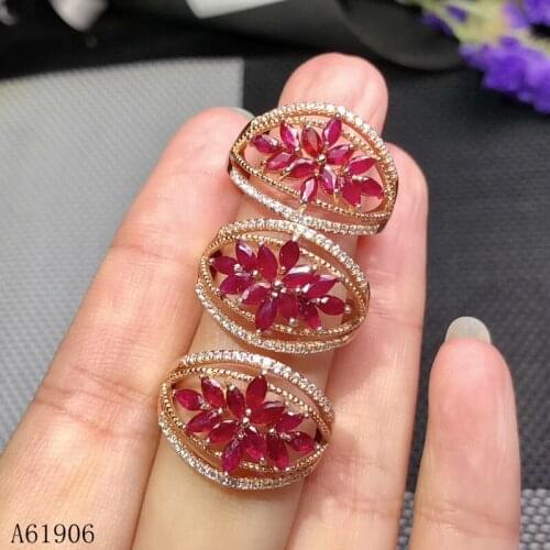 KJJEAXCMY boutique jewelry 925 sterling silver inlaid natural ruby gemstone female ring support review new luxury