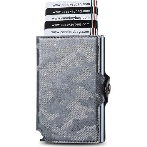 2021 New RFID Wallet for Men Camo Leather Business Metal Card Holder Minimalist Mini Wallet Card Case