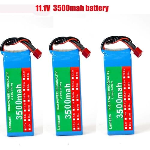 11.1V 3S LiPo Battery 3500mAh 30-60C with XT60 Connector Soft Pack for RC Vehicles Car Truck Tank Boat Truggy Buggy Heli