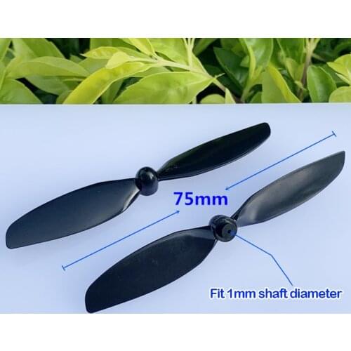 2PCS 75mm Blade Propeller Prop Blade CW+CCW Fit Shaft Diameter 1mm Fr RC Quadcopter Drone Coreless Motor N30 Toy Plane Model