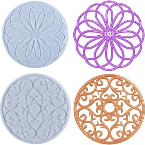Mandala Placemat Epoxy Resin Mold Coaster Cup Mat Casting Silicone Mould DIY Crafts Home Decorations Making Tool