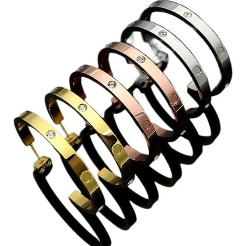 Fashion Rose Gold Plating Stainless Steel Hoop Earrings