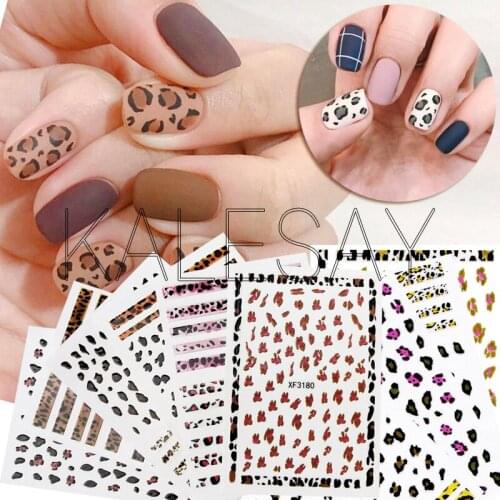 Fashion Leopard Nail Stickers Decoration Back Glue Decals Manicure Design Lion Nail Art Decals Leopard Sticker on Nails