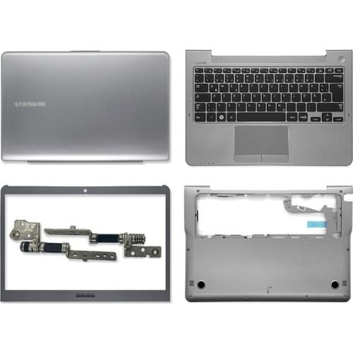 NEW Laptop LCD Back Cover/FrontBezel/Hinges/Palmrest/Bottom Case Top Case For Samsung NP535U3C NP535U3B NP530U3C NP530U3B Silver