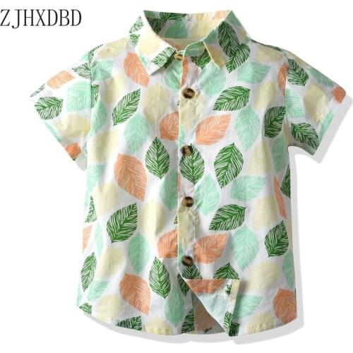 2020 New Summer Boy Short-sleeved Shirt European and American Leaf Shirt Beach Fake Out Shirt Children Flower Blouses Clothes