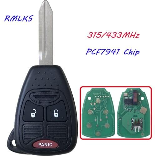 New Uncut Remote Key Fob 3 Button 315MHz 433MHz PCF7941 Chip For Dodge 1500 2500 3500 For Chrysler FCC:OHT FCC: M3N