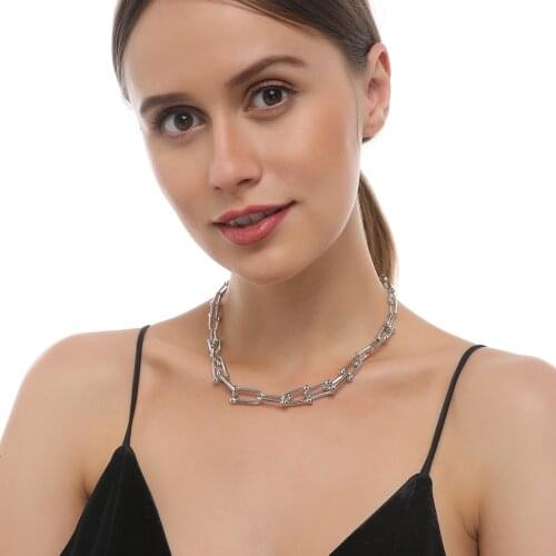 Hiphop Big Chains Chokers Necklaces for Women Punk Jewelry Vintage Chain Chunky Statement Necklace Female Goth Colliers 2021