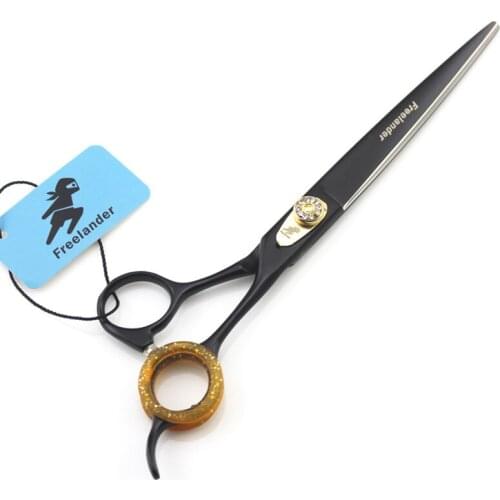 Freelander 7 inch Black Straight Cutting Pets Shears Professional Sharp Edge Scissors Dog Pet Grooming Dog Hair Clipper