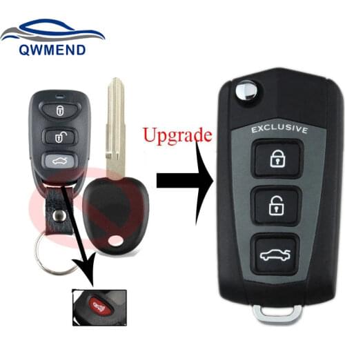 BHKEY New Remote for Hyundai Key Car Shell 4 Buttons Filp Car Key Shell For HYUNDAI Sonata Genesis Coupe Blank Left Blade
