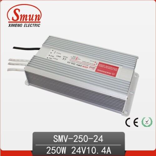 SMUN 250W 24V 10A Outdoor Waterproof IP67 Switching Led Driver Led Power Supply With CE RoHS SMV-250-24