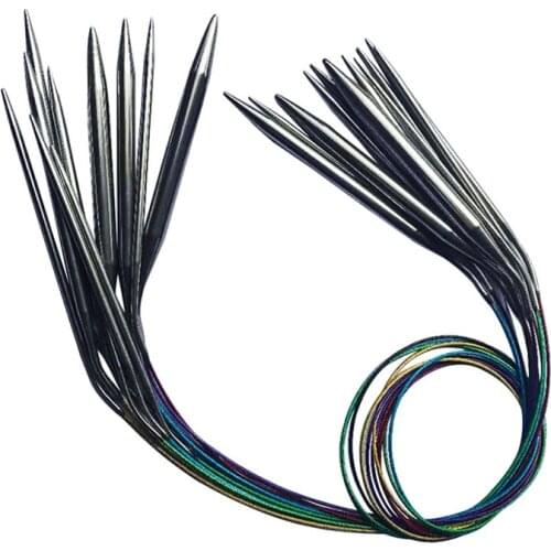 11pcs/set 2.75-10.0mm Multicolor Tube Circular Circular stainless steel Knitting Needles 80cm Crochet Hooks Set Sewing Tools