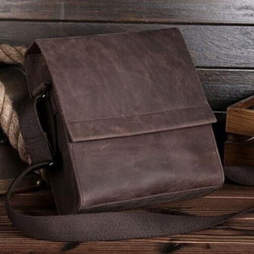 Vintage Messenger Shoulder Bag famous brand Crazy Horse Cowhide Men Briefcase Business Cross Body Bags High Quality
