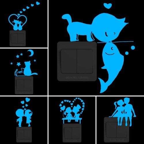 Glow Switch Sticker Romantic Love Luminous Sticker Home Decor Wall Sticker Wedding Room Lover Bedroom Decoration Glowing Decal
