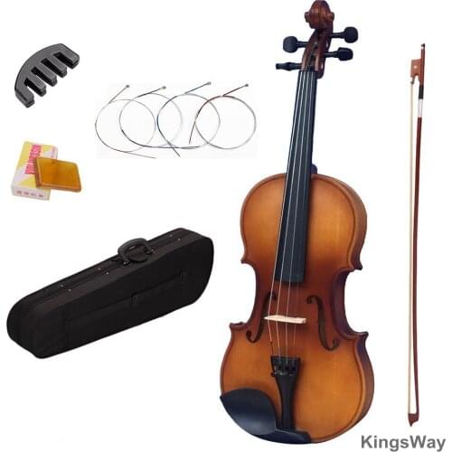 Solid Maple Spruce Wood Fiddle Violin 4/4 Full Size With Case Bow Rosin String